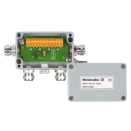 Field bus distributor, 2-way distributor, Housing main material Aluminium, AISi12, Aluminum, Profibus-PA, Foundation Fieldbus