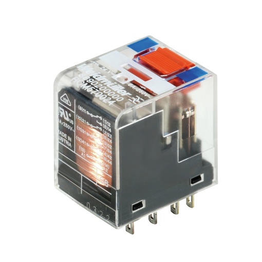 Miniature industrial relay, 24 V DC, No, 4 CO contact AgNi , 240 V AC, 6 A, Test button available Yes