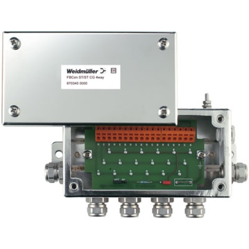 Field bus distributor, 4-way distributor, Housing main material Stainless steel, rust-proof, Aluminum, Profibus-PA, Foundation Fieldbus