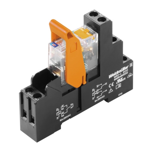 Relay module, 24 V DC, No, 2 CO contact with test button AgNi , 250 V AC, 8 A, Screw connection