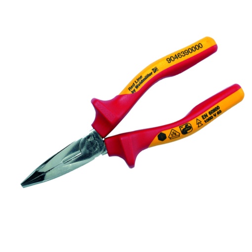 Snipe-nose pliers, 160 mm, Bent, Protective insulation, 1000 V Yes