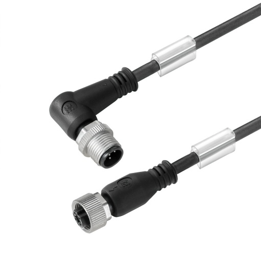 Sensor-actuator Cable, M12  M12, Number of poles 5, 3 m, pin, angled - bush straight, LED No, Shielded No