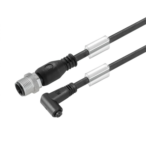 Sensor-actuator Cable, M12  M8, Number of poles 3, 0.8 m, pin, straight - socket, 90, LED No, Shielded No
