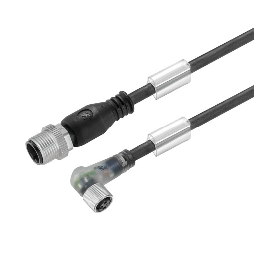 Sensor-actuator Cable, M12  M8, Number of poles 3, 0.9 m, pin, straight - socket, 90, LED Yes, Shielded No