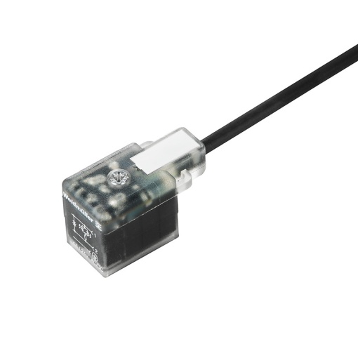 Valve cable assembled, One end without connector - valve plug, Industrial design B 11 mm, Cable length 1.5 m, PUR, black