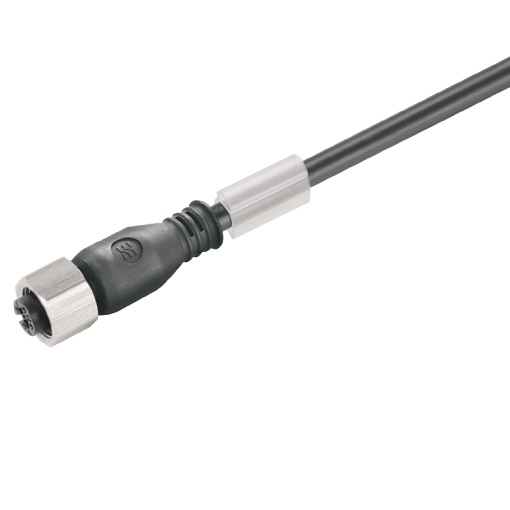 Sensor-actuator Cable, M12, Number of poles 4, 3 m, Female socket, straight, LED No, Shielded No