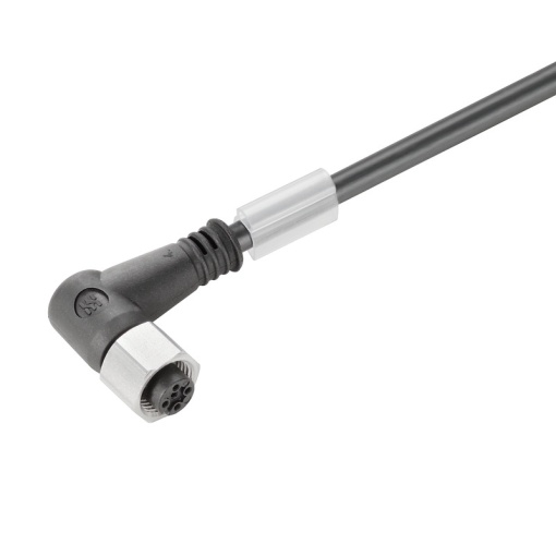Sensor-actuator Cable, M12, Number of poles 4, 3 m, Socket, angled, LED No, Shielded No