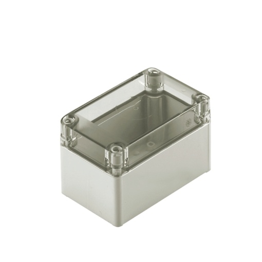 Plastic housing, MPC polycarbonate empty enclosure, 125 x 75 x 75 mm, Polycarbonate, untreated, Light Grey, Transparent