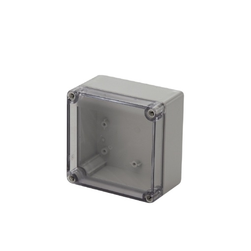 Plastic housing, MPC polycarbonate empty enclosure, 125 x 125 x 75 mm, Polycarbonate, untreated, Light Grey, Transparent