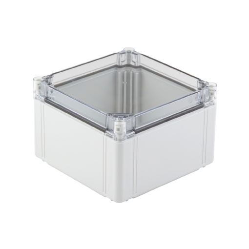 Plastic housing, FPC polycarbonate empty enclosure, 300 x 300 x 132 mm, Polycarbonate, untreated, Light Grey, Transparent