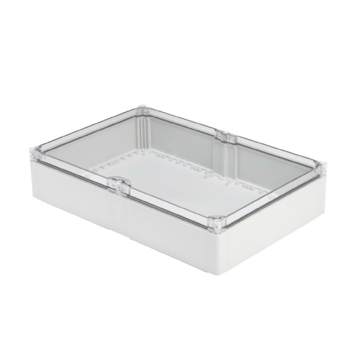 Plastic housing, FPC polycarbonate empty enclosure, 600 x 400 x 132 mm, Polycarbonate, untreated, Light Grey, Transparent