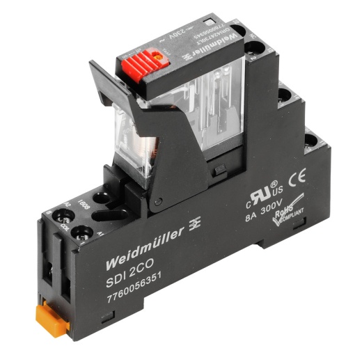 Relay module, 230 V AC, red LED, 2 CO contact AgSnO , 250 V AC, 5 A, Screw connection
