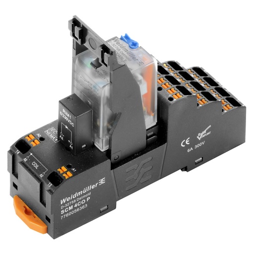 Relay module, 24 V DC, Green LED, 4 CO contact AgNi flash gold-plated , 250 V AC, 5 A, PUSH IN