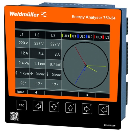Measuring device electrical quantity, 600 V, Modbus RTU, Modbus-Gateway, Modbus TCPIP, Modbus RTU over Ethernet, SNMP, BACnet optional