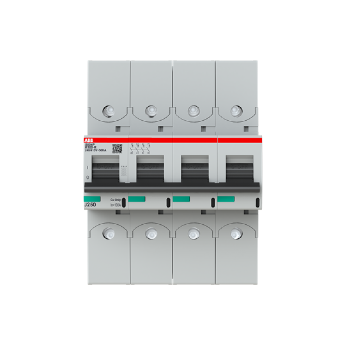 S804P-K100-R High Performance Circuit Breaker with ring tongue terminal. K Characteristic. 50kA, 100A, 4P