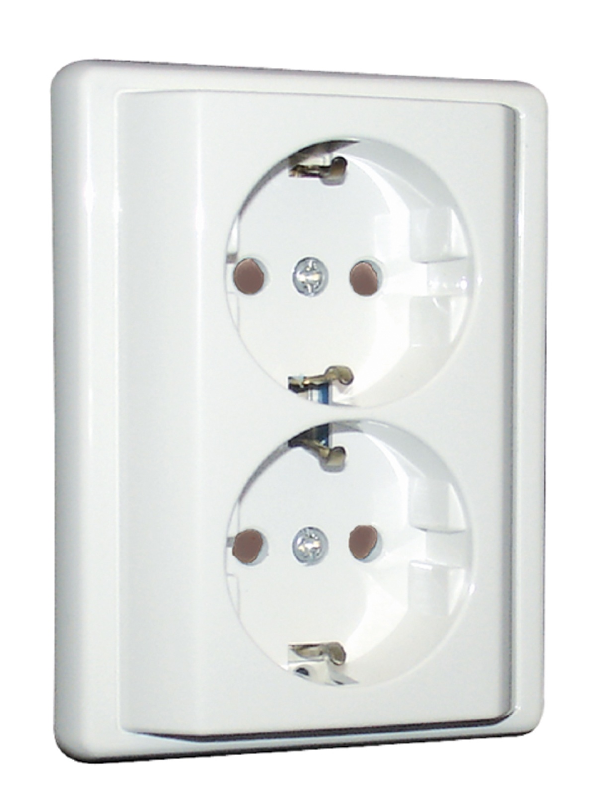 TOMADA DUPLA SCHUKO MONOBLOCO BRANCA