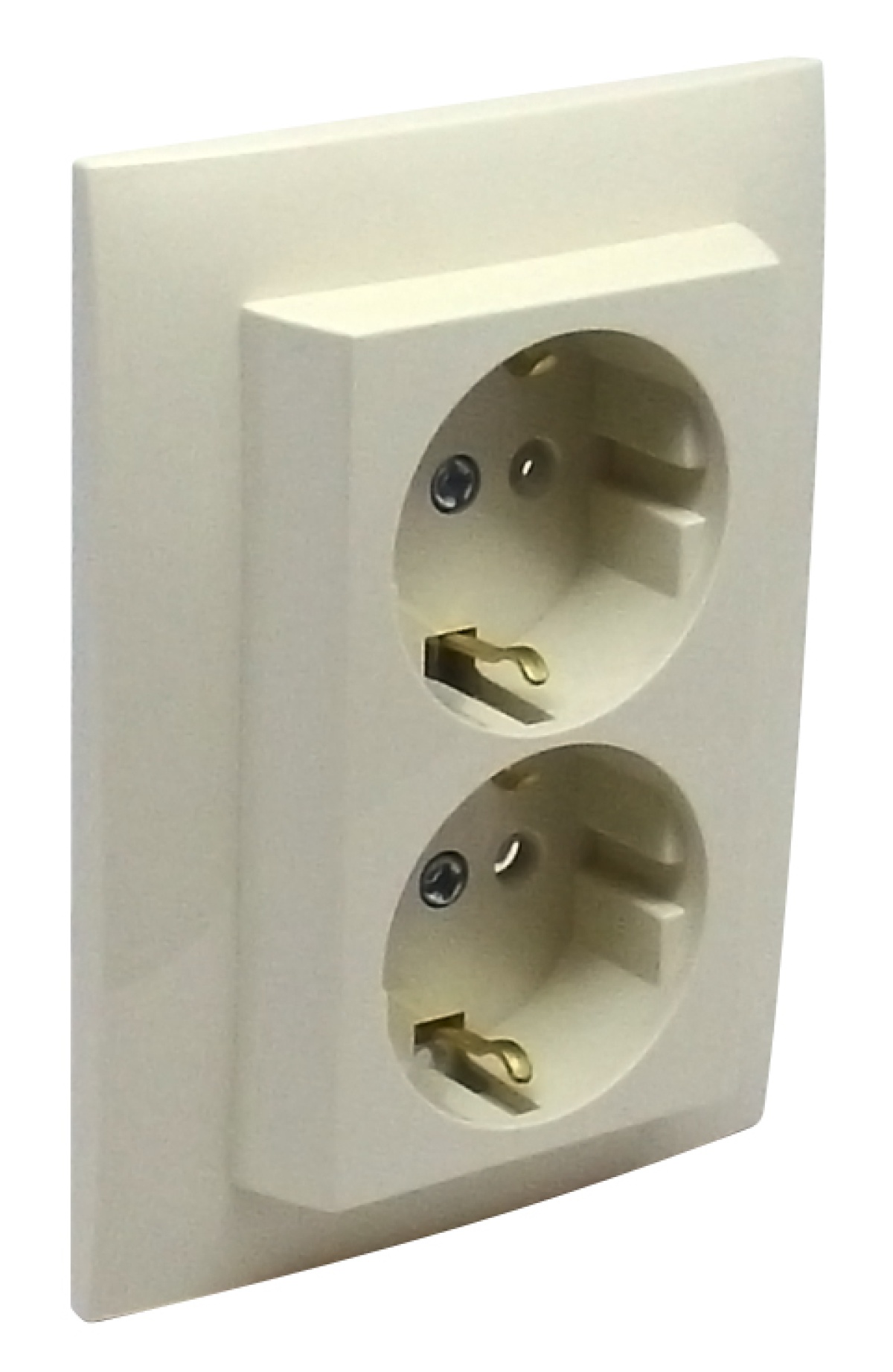 TOMADA DUPLA SCHUKO MONOBLOCO MARFIM