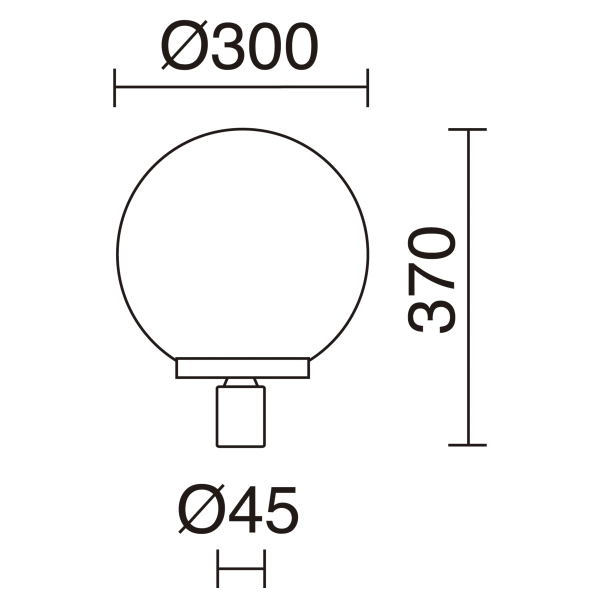 Pós luminaire CAST Opal IP44 E27 42W 370mm Negro texturado