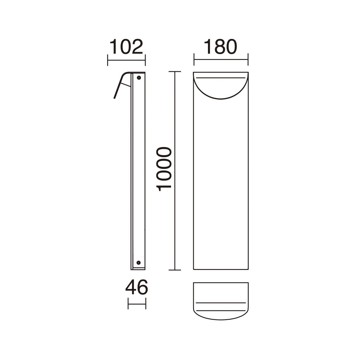 Bornes DION IP65 LED SMD 8.50W 1500lm558lm CRI80 3000K 120º 1000mm Neolith Musgo de Ferro Acetinado