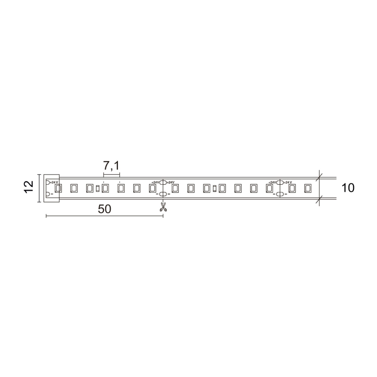 Tira conduzida NILO IP67 LED SMD 2835 9.60Wm 1100lmm CRI90 4000K 120º