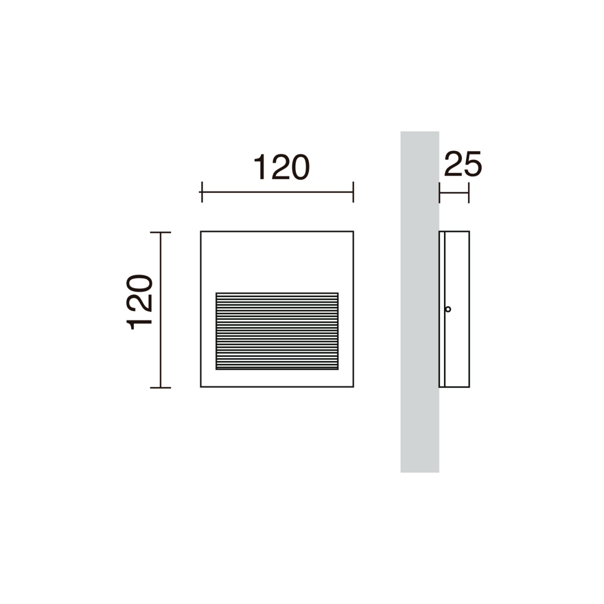 Aplique asimétrico SLIM Square IP65 LED SMD 3W 367lm86lm CRI90 3000K 42º85º Antracite