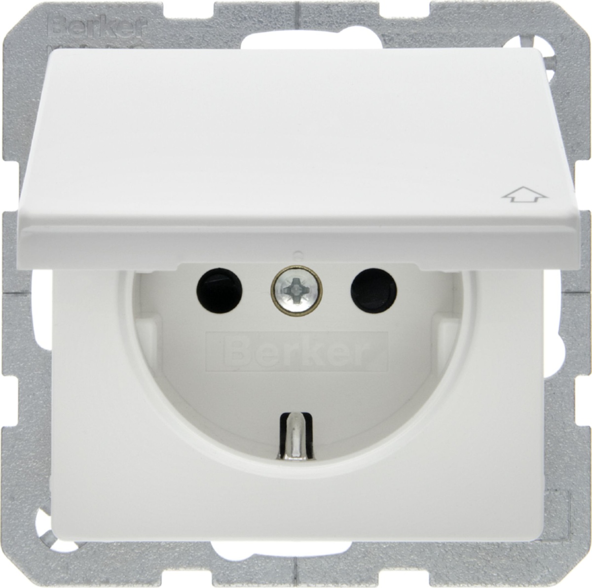 SCHUKO tomada embutida com tampa basculante Q.x polar branco juntamente com