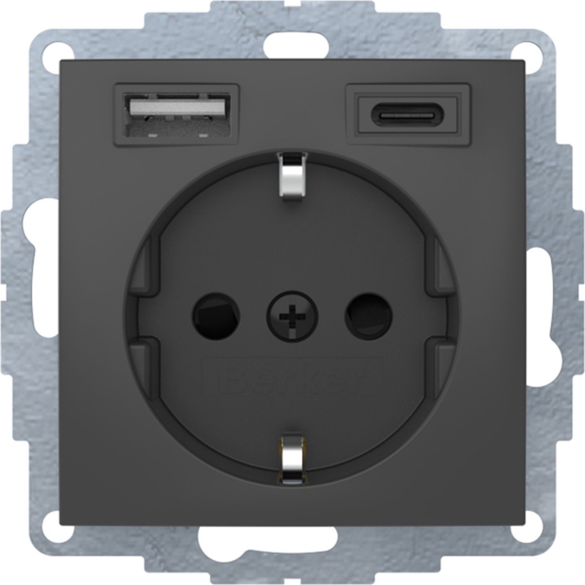 S.1B.x - Schuko c USB AC, antrac mate