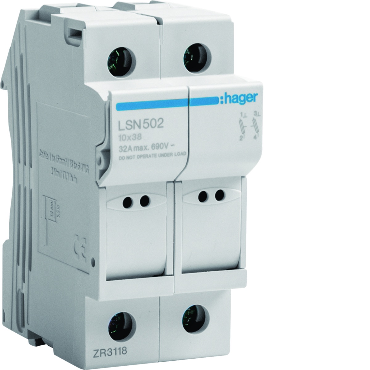 Corta-circuitos 2 Pólos 32A 400V L38 2 Módulos