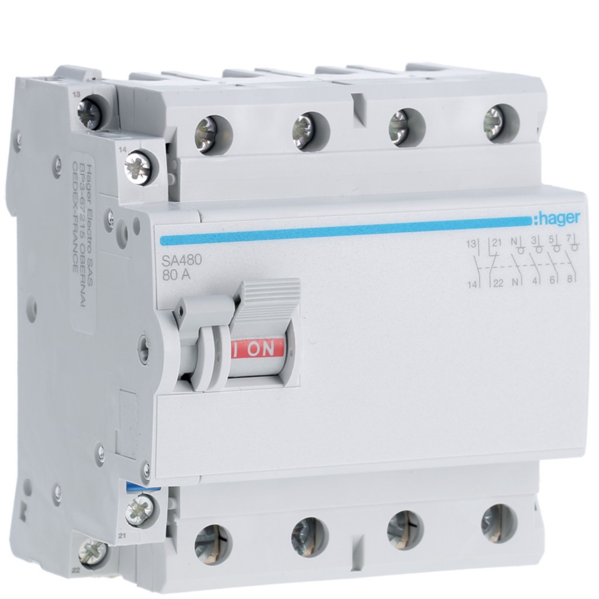 Interruptor tetrapolar 4x80A 4,5 Módulos