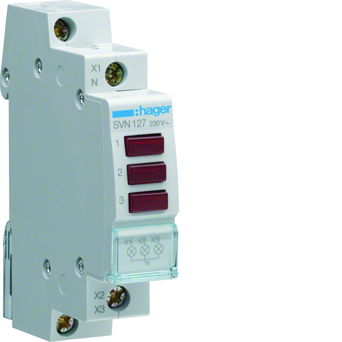 Sinalizador triplo LED encarnado 230V AC