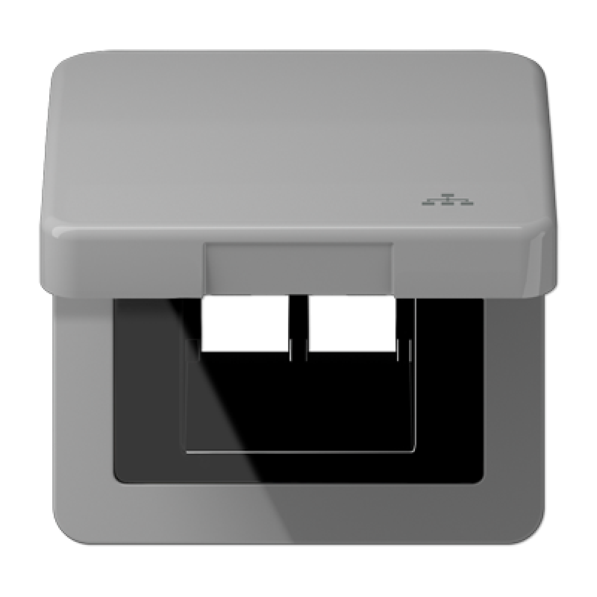 Tapa abat. retroc. simb. LAN CD gris