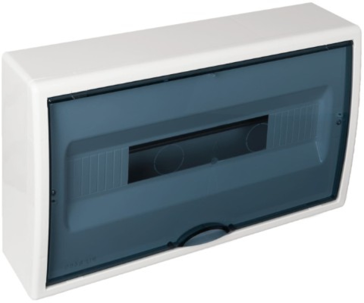 Surface distribution board, 18 modules. Fume door.