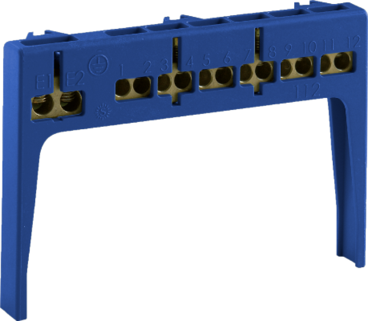 Terminal bar. 12 terminals 12x6 mm² y 2x16 mm². Blue thermoplastic base. Reliable connection for panels. Ref. 212N.