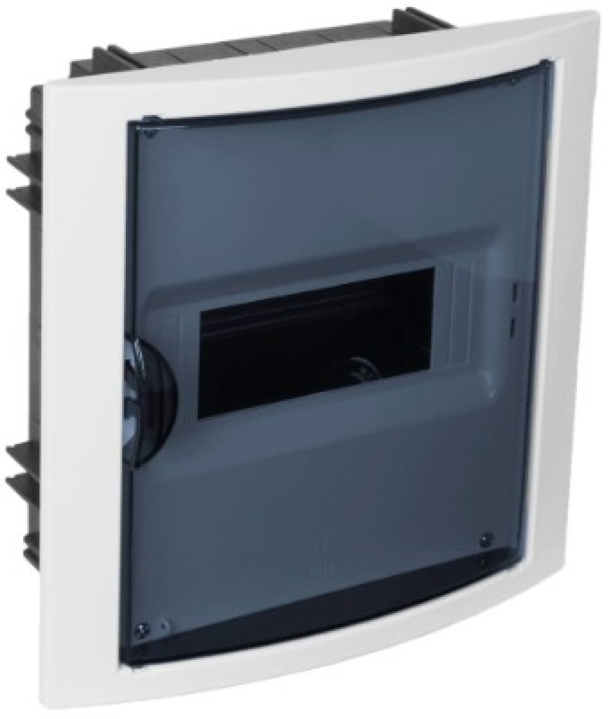 Flush distribution board, 8 modules. Fume door.