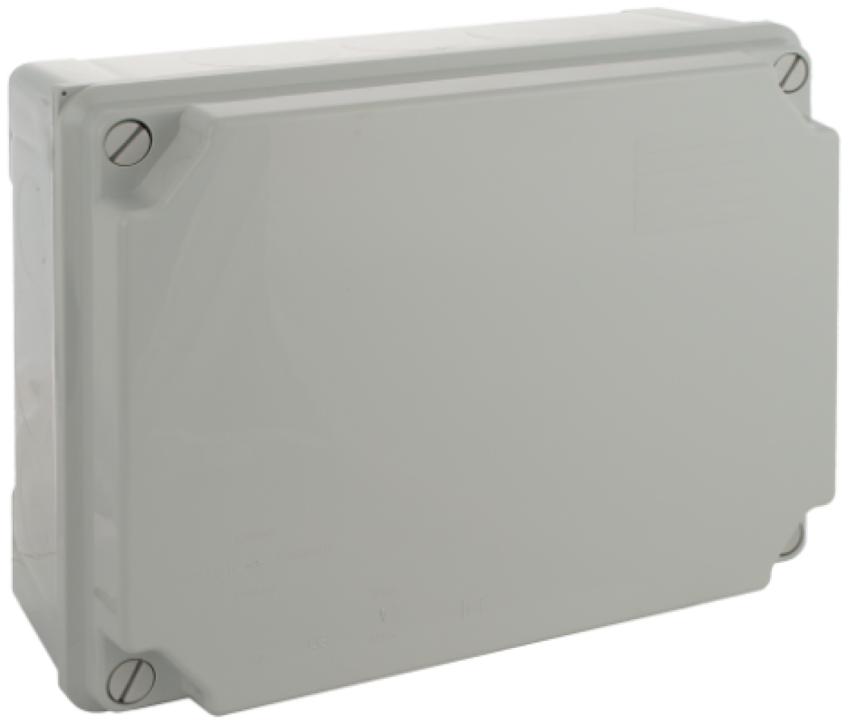 Watertight connection box 320 x 250 x 135 mm without cones. Grey colour.