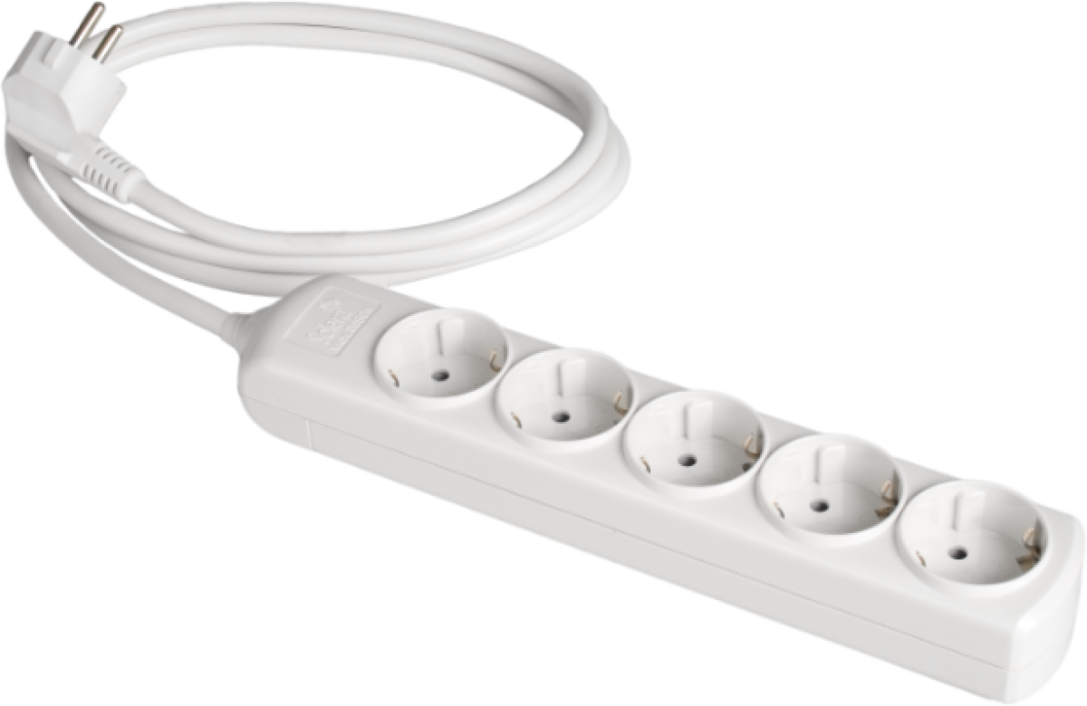 Cabo de extensão com 5 bases 2P +T, 16A 250V ~. Cabo de 2 m.