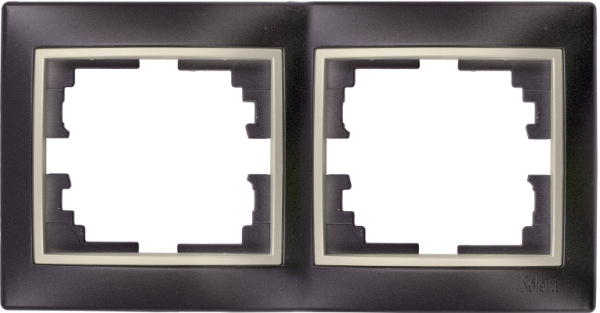 Quadro horizontal para 2 elementos. Moldura preta e aro pérola.