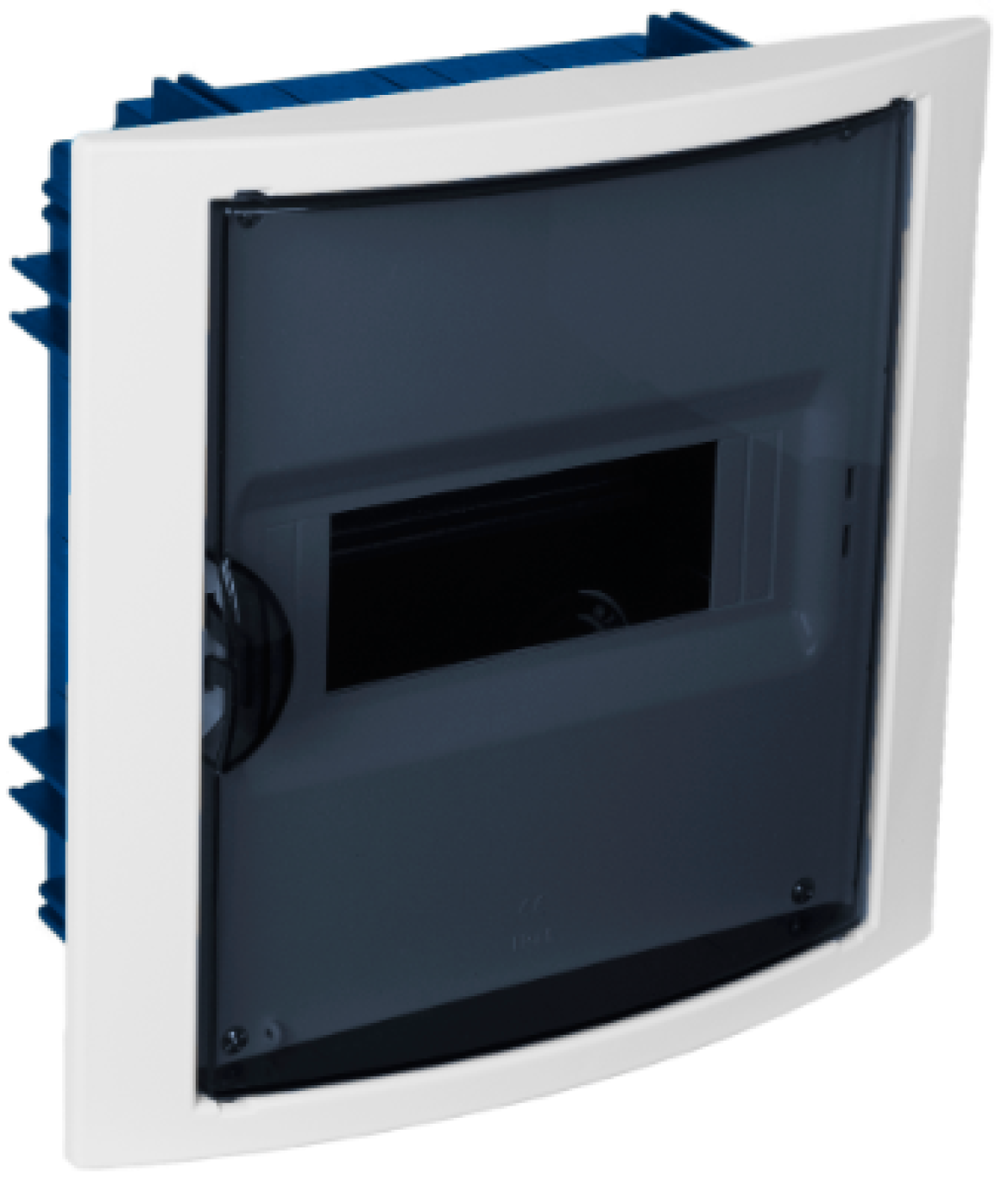Flush distribution board in hollow partition of 8 modules.
