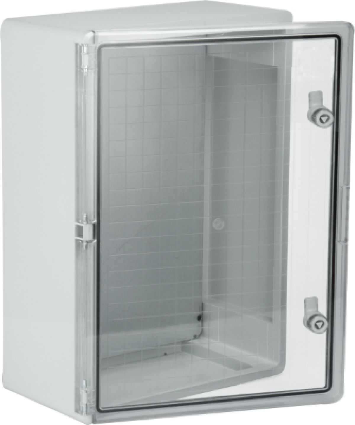 Thermoplastic waterproof enclosure. Smooth door (transparent). External dimensions 500x600x220. With metal mounting plate.
