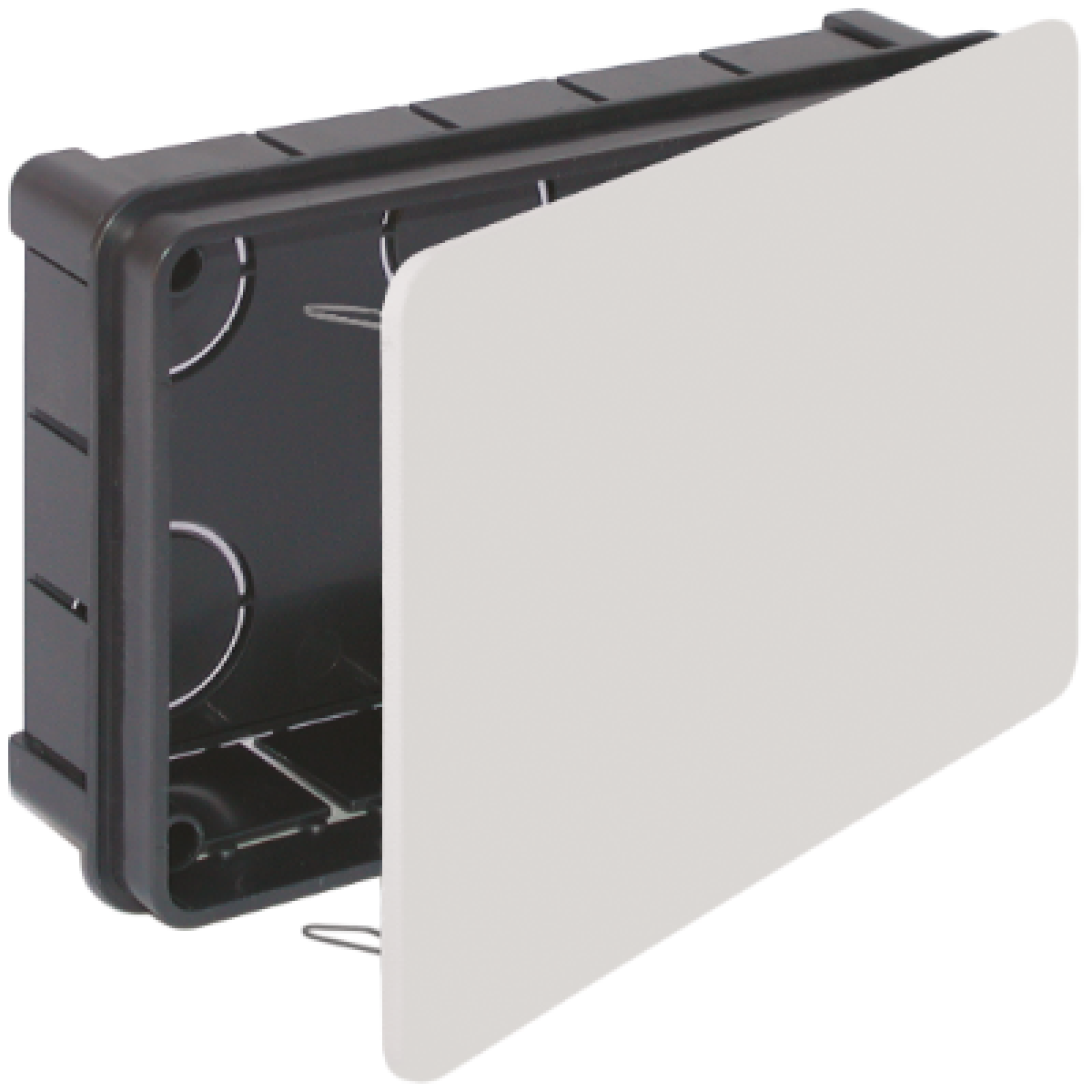 Flush connection box. 160 x 100 x 50 mm. Cover with metal claw.