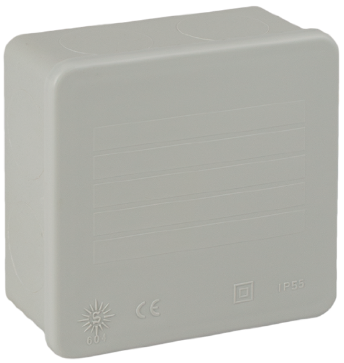 Watertight connection box 80 x 80 x 35 mm without cones. Grey colour.