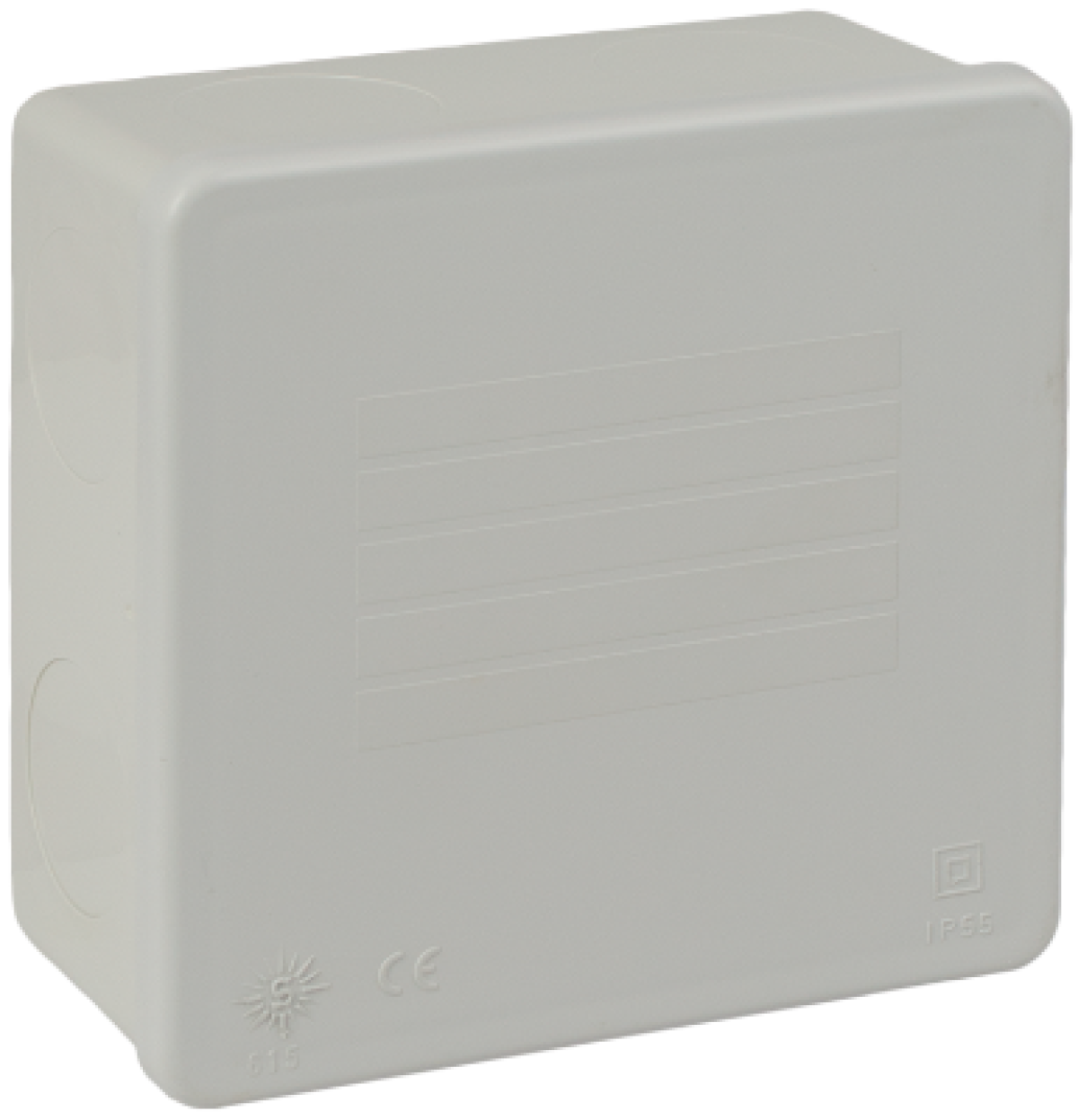 Watertight connection box 110 x 110 x 50 mm without cones. Grey colour.