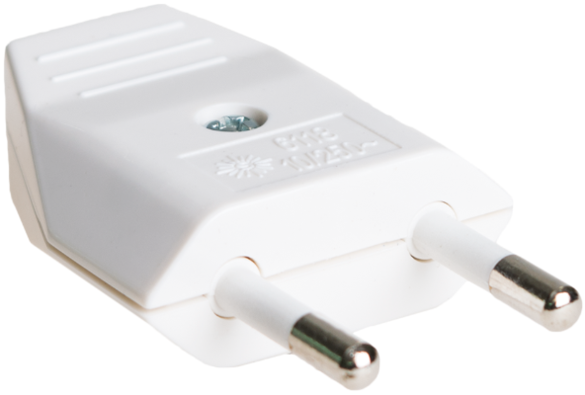 Plug 2P, 10A 250V~. White colour.