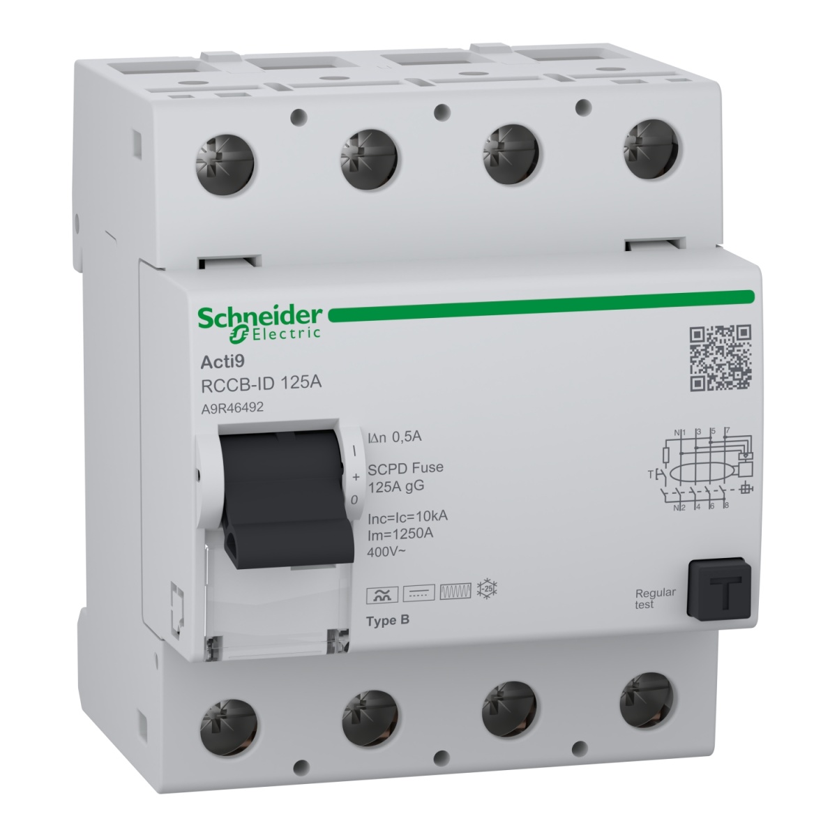 Interruptor diferencial 2P 125A 30MA 400V classe AC