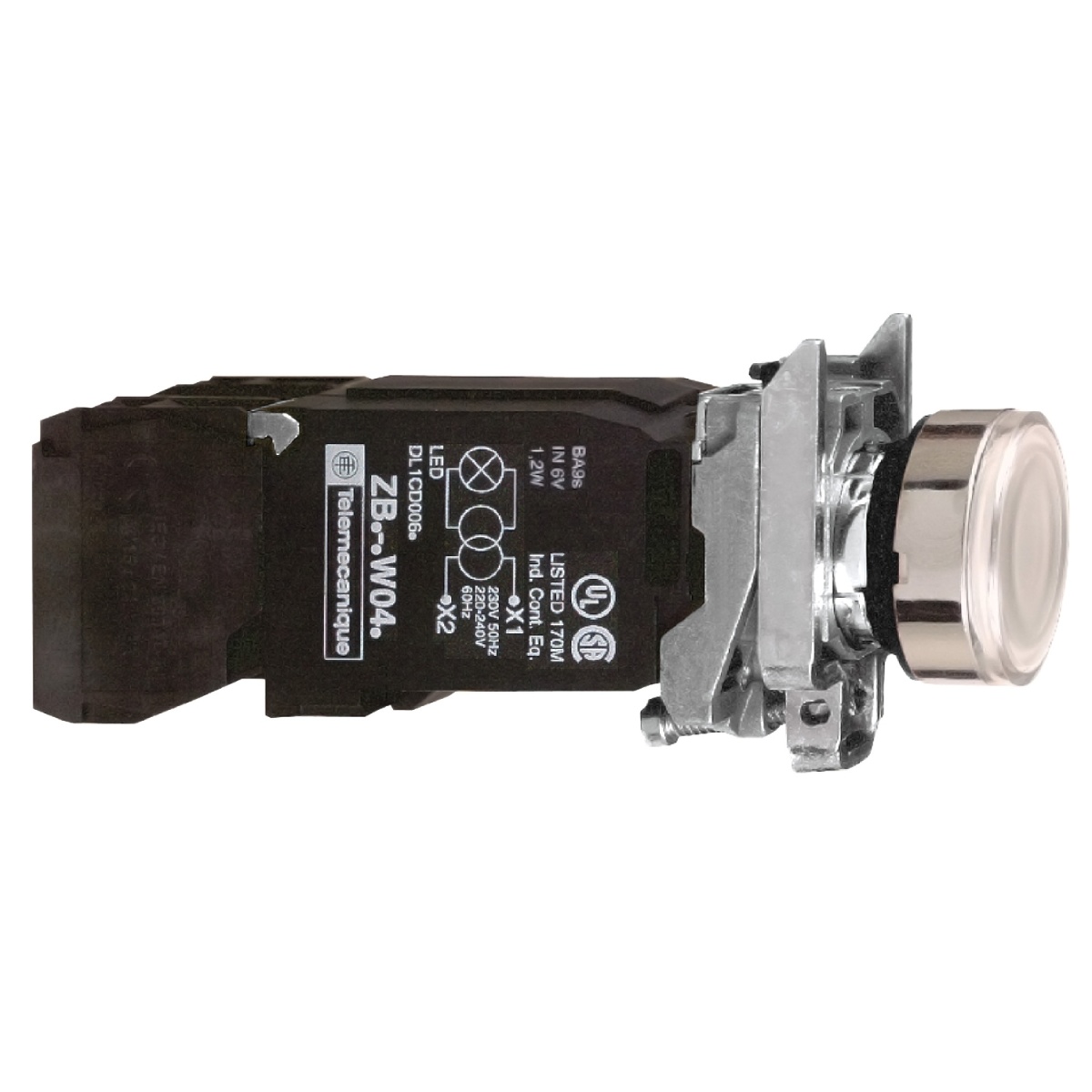 botão   luminosous trafo 120v "na  nc" branco