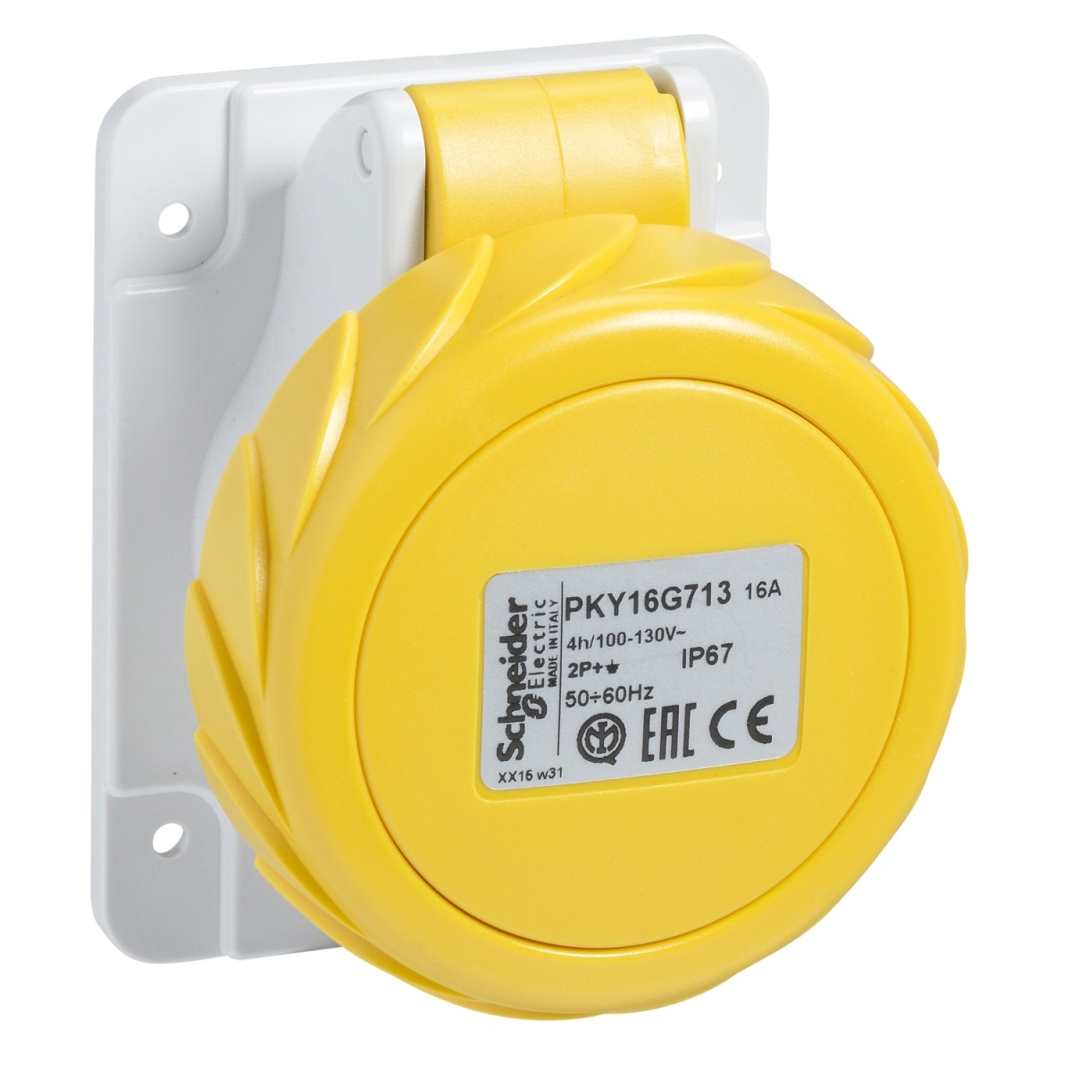 Tomada PratiKa - rápida - reta - 16 A - 3P  E - 100...130 V CA - para painel