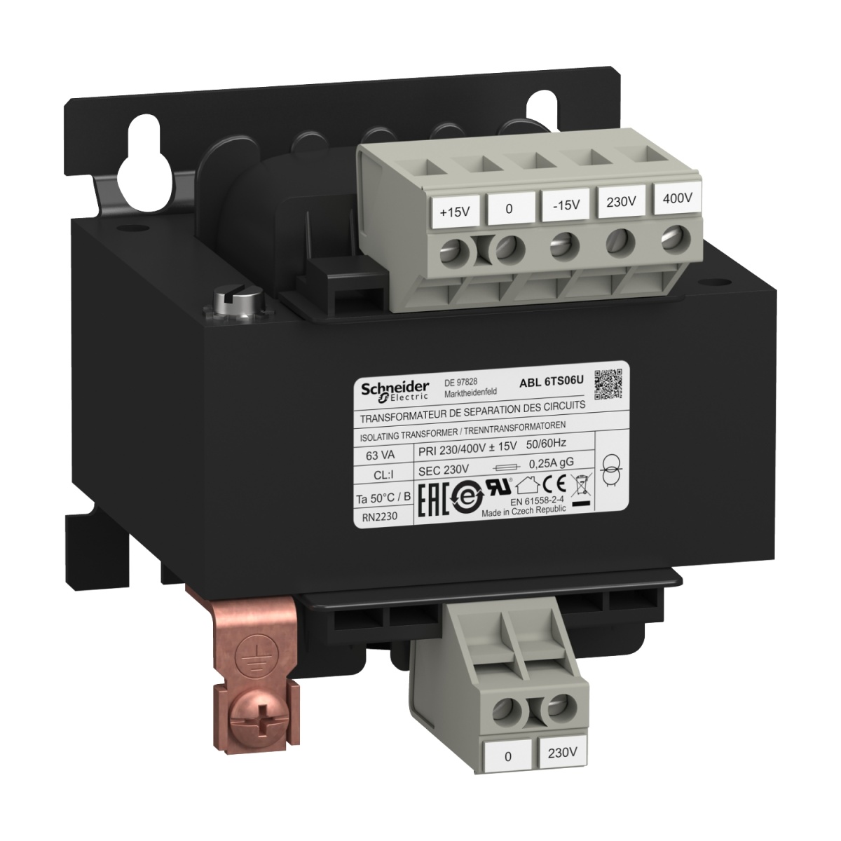 Transformador de tensão - 230..400 v - 1 x 230 v - 63 va
