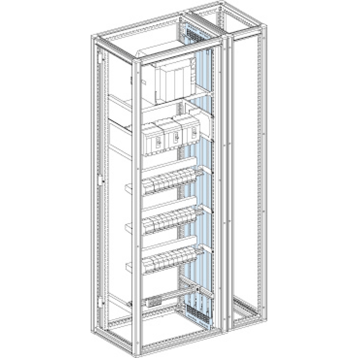 Compartimentação forma 2 PrismaSeT6300, separação lateral profundidade 500mm