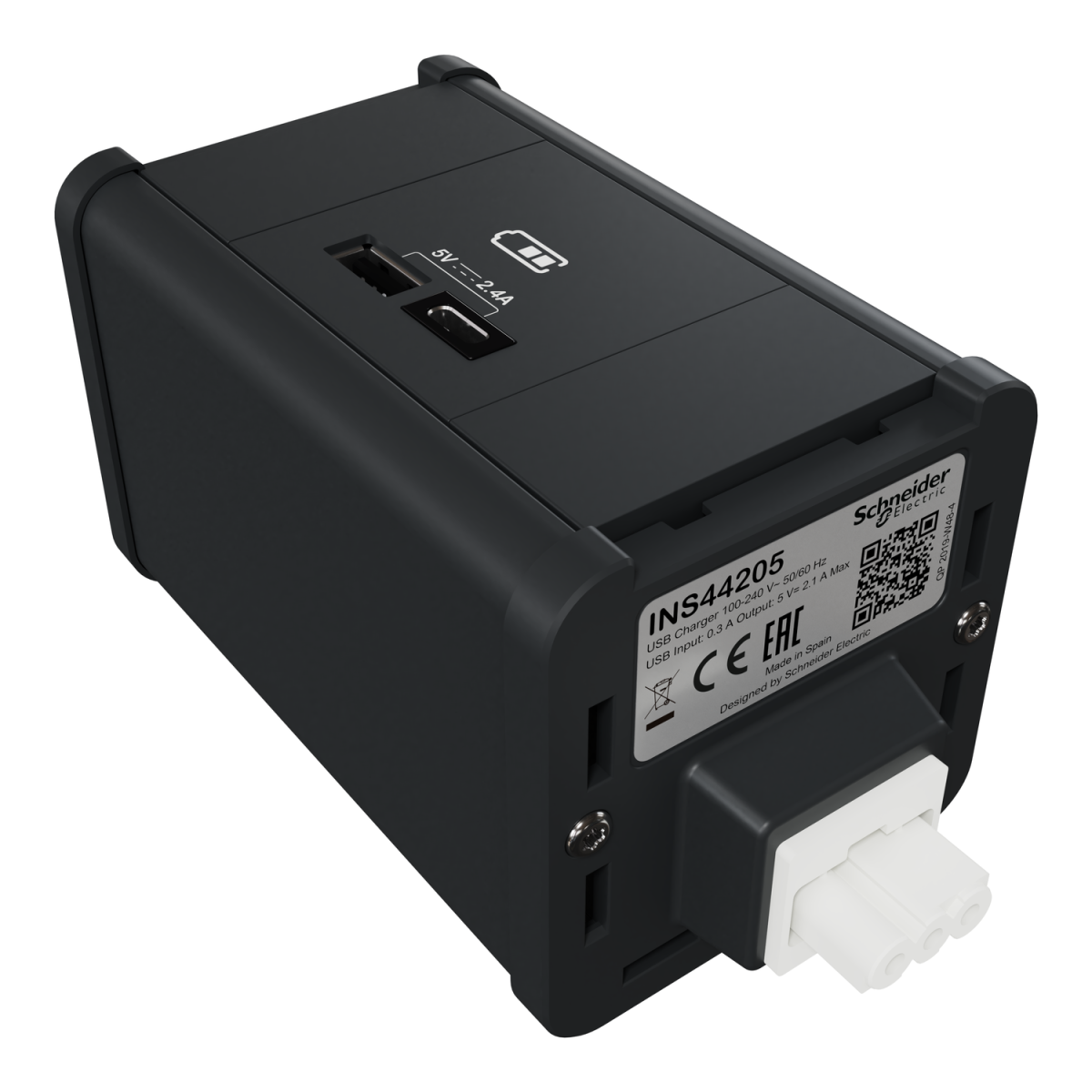 Nova Unica system - Módulosulo Carregador USB A e C Antracite