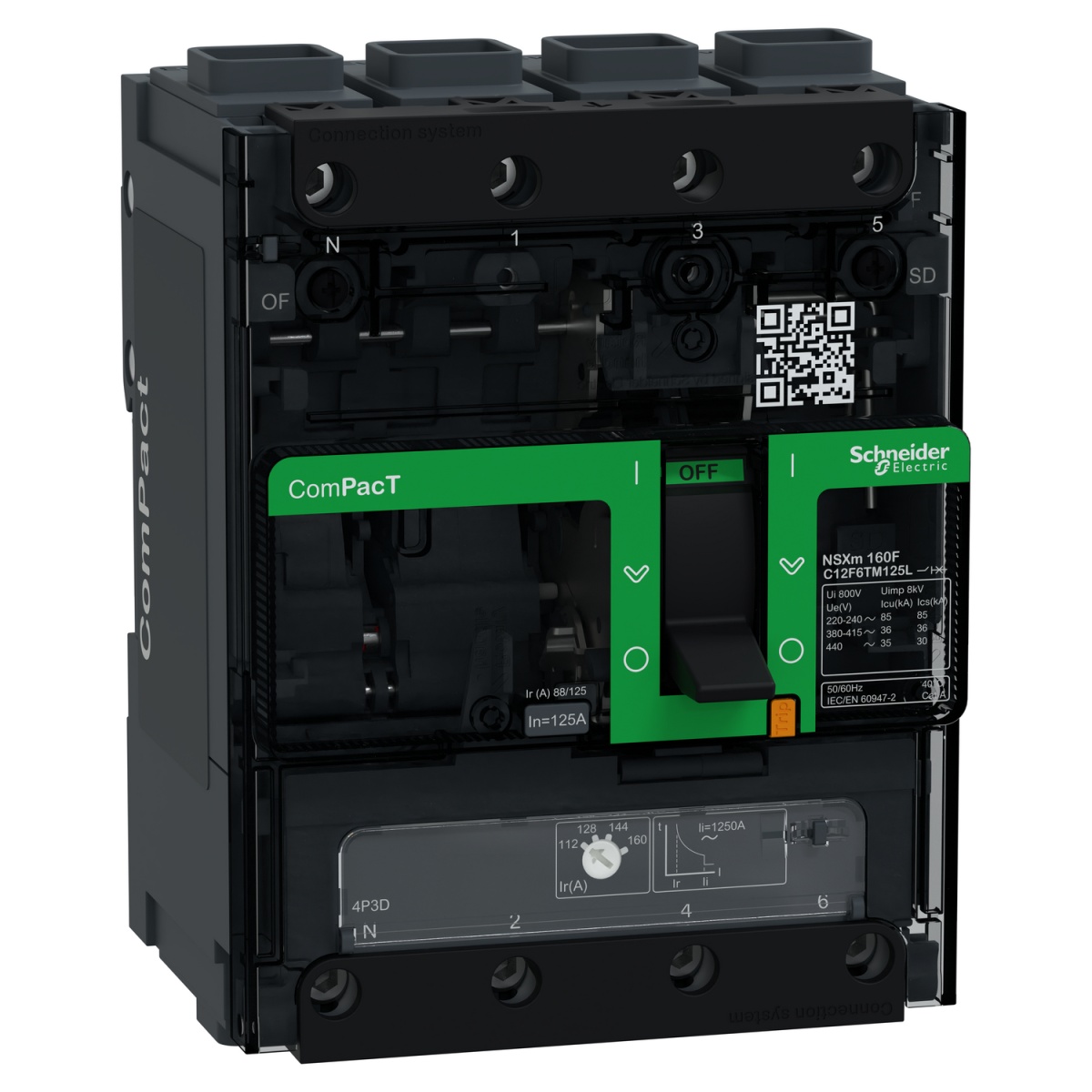 ComPacT DISJUNTOR NSXm160F 36kA CA 4P3D 125A TMD ELINK